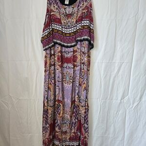 Bila Multicolor Paisley Maxi Dress in Purple and Red